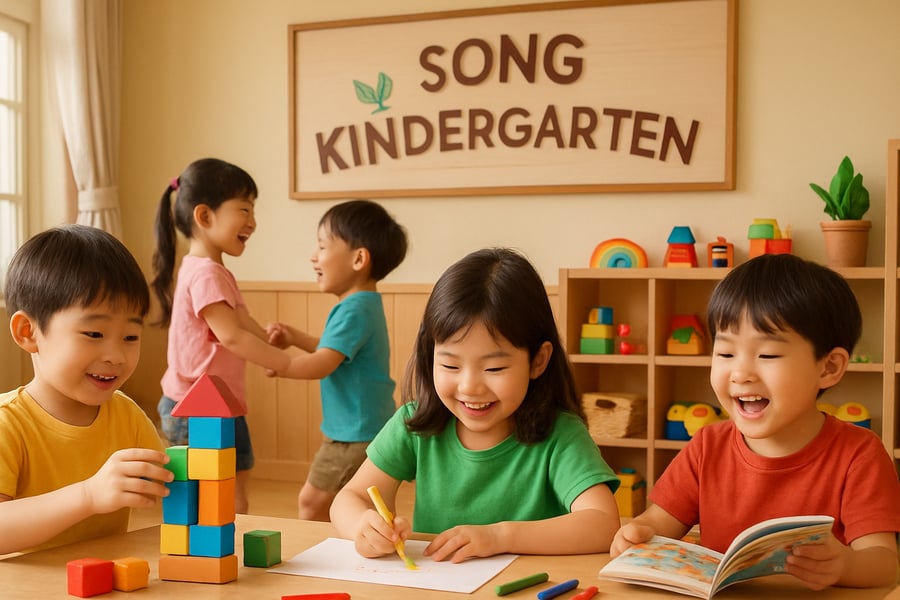 Happy children learning and playing at Song Kindergarten